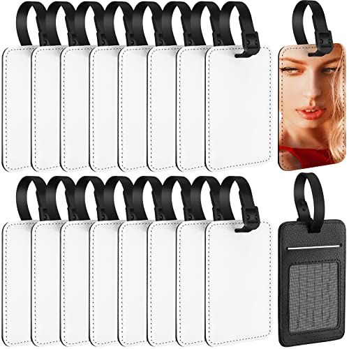 Frienda Sublimation Luggage Tags PU Leather Name Tag Blank Suitcase Tags Heat Transfer Bag Tags Business ID Card Holder Travel ID Tags for DIY Travel Suitcase Sports Bags Holder, Rectangle (16)