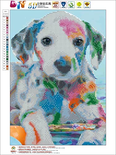 MXJSUA Diamond Painting Kits for Adults, Diamond Art Kits Adults Beginner Diamond Painting Animal Dog, Diamond Painting Kit for Parent-Child Home Wall Decor 12x16 Inch Dalmatian Dog