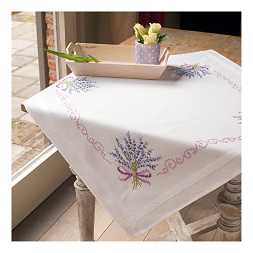 Vervaco Cross Stitch Tablecloth Kit, 32 x 32 inch, Lavender
