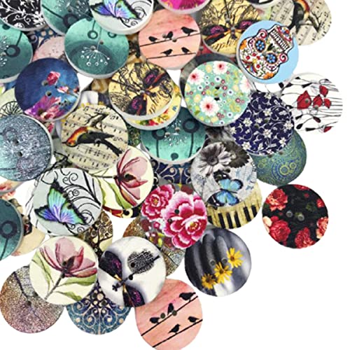 Wepetyo 400 Pcs Wooden Buttons,Many Styles Decorative Sewing Button,Buttons for Crafts,2 Holes Round Decorative Painted Wood Buttons,Cute Buttons,3D Buttons for DIY Sewing(20mm,15mm,25mm)