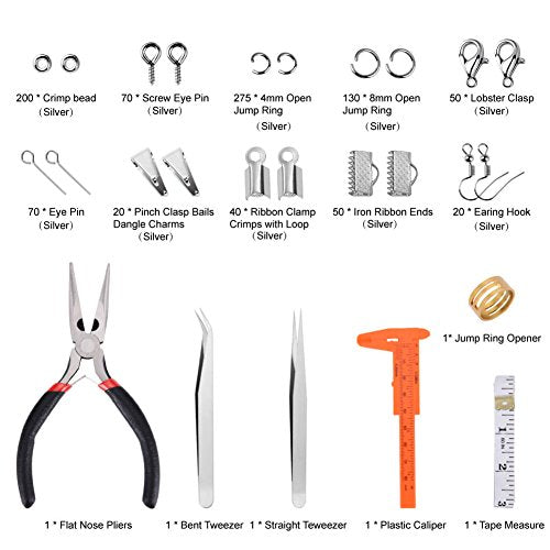 PAXCOO Jewelry Making Supplies Kit - Jewelry Repair Tool with Accessories Jewelry Pliers Jewelry Findings and Beading Wires for Adults and Beginners