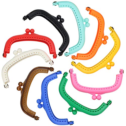 Fivebop 10Pack Plastic Kiss Clasp Lock Candy Color DIY Purse Making Frame with Holes for Coin Purse Handbag Sewer Tailors(10Pack-Multicolor)