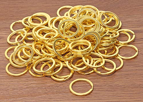 Shapenty 100PCS Gold Metal Key Rings Bulk Flat Split Key Chain Part Connector Keyring Clip Keychain Clasp Holder for DIY Craft Project and Home Car Keys Organization (Gold, 1 Inch/25mm)