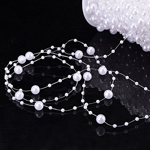 Bingcute 100 Feet Fishing Line Artificial Pearls String Beads Chain Garland Flowers Wedding Party Decoration,Party Supplies