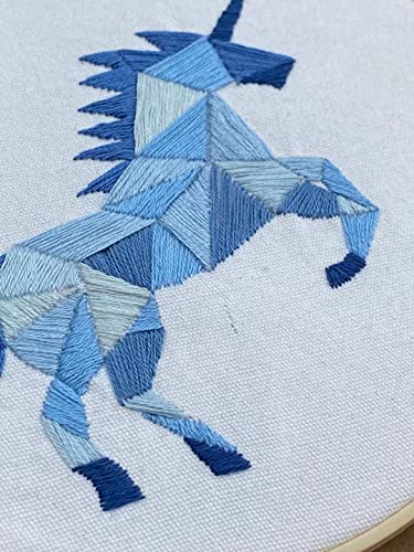 3pcs of pre Printed Hand Embroidery Kit, Geometric Animal Needlework Wall DIY Decor,Stunning Color Stamped Hand Embroidery Kits x 3