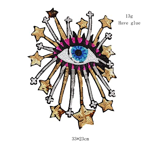 Star Eye Patches Iron on Patches Sequin Patch Embroidered Badge Motif Applique Patch for Clothing Jeans T-Shirt