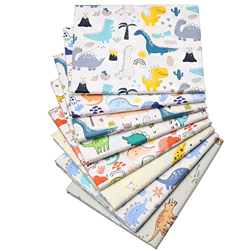 Hanjunzhao Print Dinosaurs Cotton Quilting Fabric Bundles Fat Quarters 18 x 22 inch for Sewing Quilting Crafting