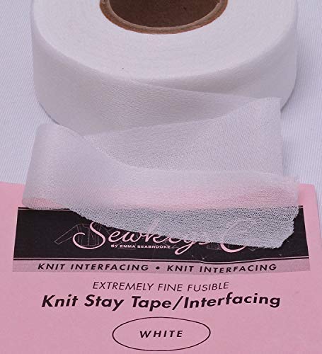 White Fusible Knit Stay Tape - 1.25" X 25 Yards SewkeysE Extremely Fine Knit Interfacing Sold by The 25 Yard Roll - White M494.07