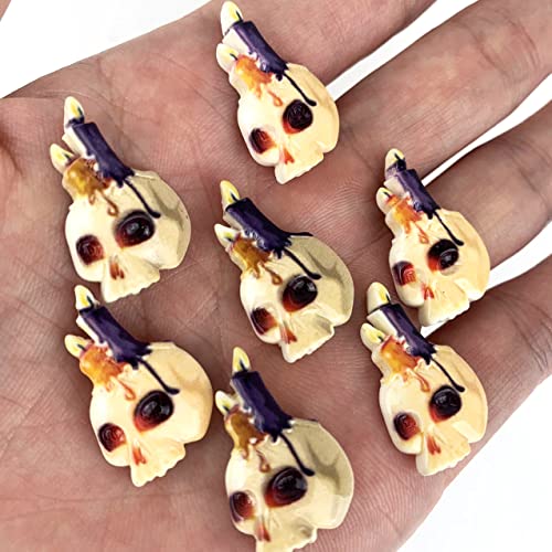 Worlds 20PC Halloween Skull Resin Flatback for Scrapbooking Decorations Embellishment DIY Craft Making Charms 15x29mm