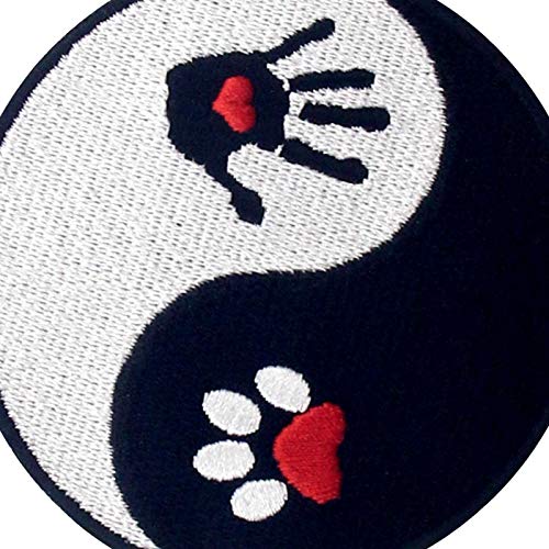 Dog and Human Ying Yang Patch Embroidered Applique Iron On Sew On Emblem