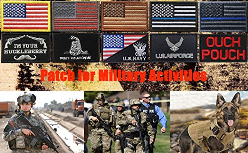 Bundle 14 Pieces Tactical Military Patch Full Embroidery Hook and Looped Funny Patch for Caps,Bags,Backpacks,Clothes,Vest,Service Dog, Military Uniforms,Tactical Military Sport Clothes Etc.