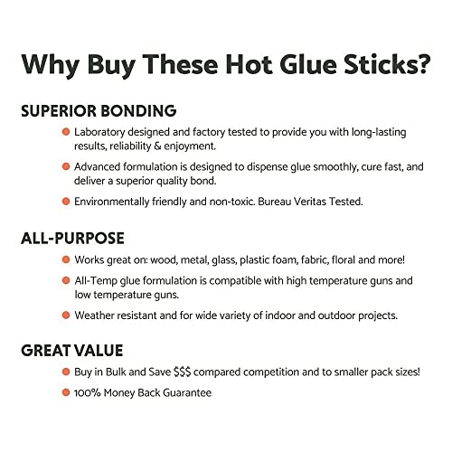 Mini Size Hot Glue Sticks Bulk,100-pack, 8” x .27”, Clear All-Temp Glue Gun Sticks for Art, Craft, DIY and Most Gluing Projects, Compatible with Most Hot Glue Guns. Craft Glue, by MakersLife