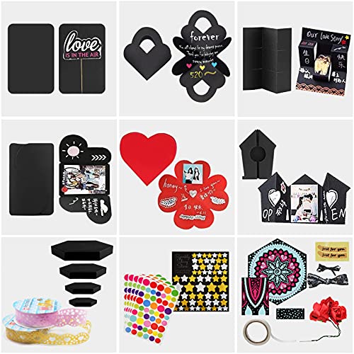 Wanateber Photo Explosion-Box Funny DIY - Creative DIY Explosion Gift Box, Assembled Handmade Photo Sticker Box for Marriage Proposals Making Surprises Birthday (Flower)