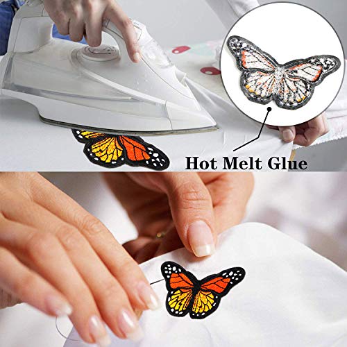 20pcs Monarch Butterfly Iron on Patches, 2 Size Embroidered Sew Applique Repair Patch