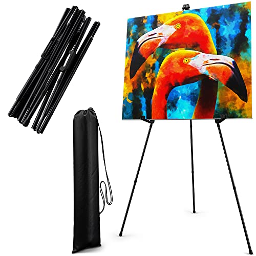 Portable Artist Easel Stand 63 Inches - Picture Stand Painting Easel with Bag - Table Top Art Drawing Easels for Painting Canvas, Wedding Signs, Poster, Tabletop Easels Display Metal Tripod, 2 Pack