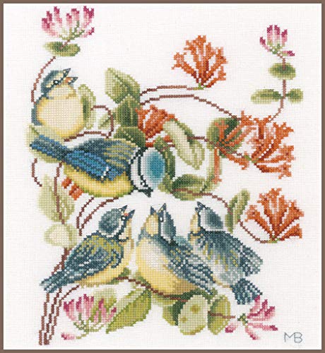 Lanarte Counted Cross Stitch Kit: Chickadees (Evenweave), Cotton, NA, 24 x 29cm