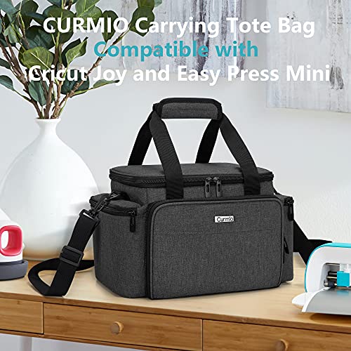 CURMIO Carrying Case Compatible with Cricut Joy and Easy Press Mini, Tote Bag with Inner Divider for Joy Machine and Craft Tools, Bag Only, Black
