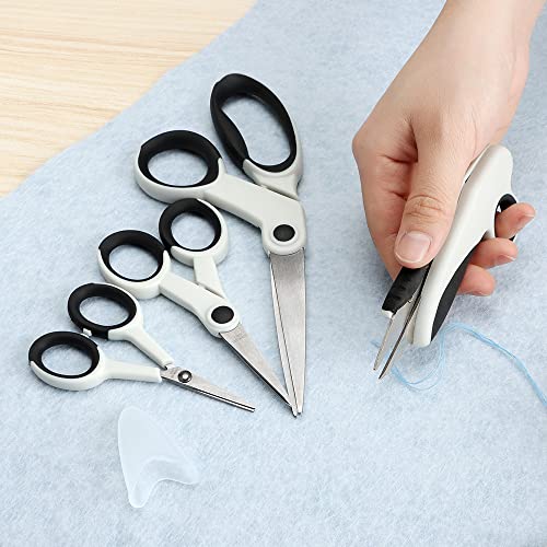 Fabric Scissors Professional Sewing Scissors For Fabric Cutting Contains 1 Fabric Scissor 1 Detail Scissor 1 Embroidery Scissor and 1 Thread Scissor White