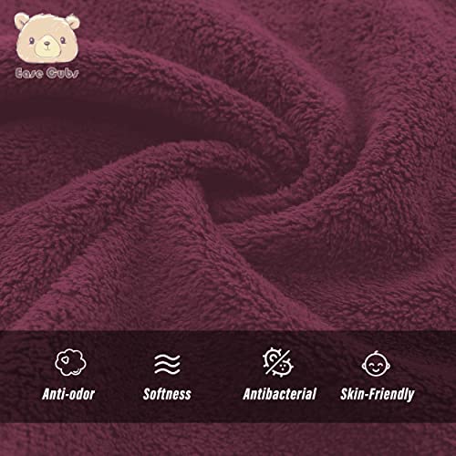 24 Pack Baby Washcloths - Ultra Soft Absorbent Wash Cloths for Baby and Newborn, Gentle on Sensitive Skin for Face and Body, 8" by 8", Burgundy