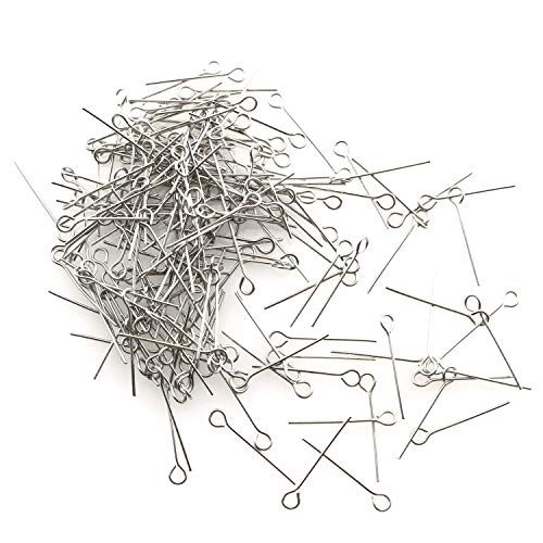 Tegg Eye Pin 200PCS 0.8inch/20mm 304 Stainless Steel Open Eyepins Headpins for Jewelry Necklace Making