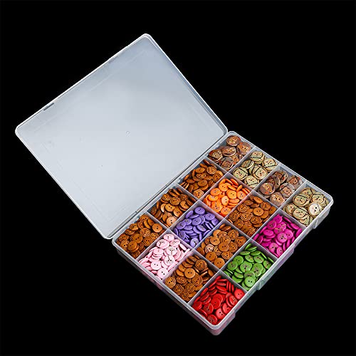 BangQiao 2 Pack Fixed 16 Grids Clear Plastic Large Compartment Container Case, Transparent Organizer Storage Divider Box with Lid for Bead, Button, Hardware, Screw, Sewing Kit, Craft Supplies