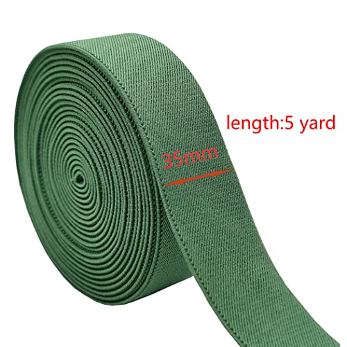 Sewing Elastic Band 35mm Wide 5 Yard Colored Twill Woven Elastic (Green)