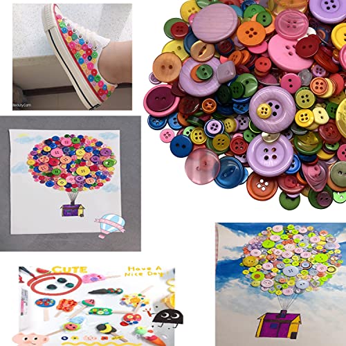 Resin Buttons, Assorted Sizes Craft Buttons for Sewing DIY Crafts,Children's Manual Button Painting, Mixed Colors About 660 Pcs