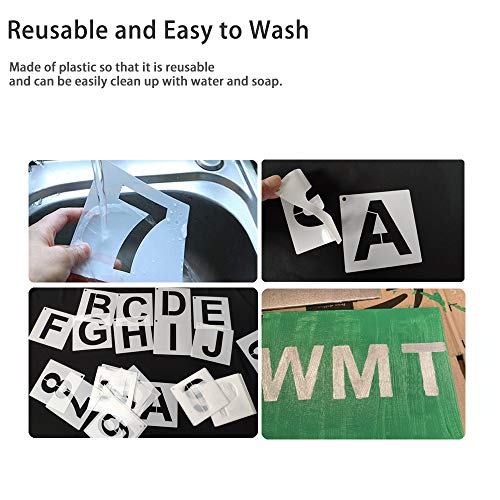 HZMM 6 Inch Letter Stencils Numbers Craft Stencils, 36 Pcs Alphabet Stencils Letter Stencil Reusable Plastic Stencils Letters and Numbers Stencil Kit…