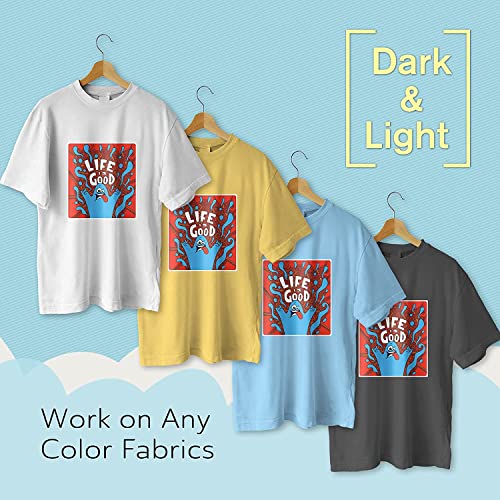 A-SUB Inkjet Printable Iron On Heat Transfer Paper for Dark Fabrics,10 Sheets 8.5x11 Inch, Make Custom T Shirts,Totes,Bags