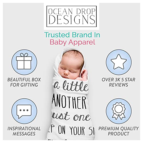 Ocean Drop 100% Cotton Muslin Swaddle Baby Blanket – Hold Me Black Quote with Gift Box for Baptism, Christening Gift, Godson, Goddaughter, Neutral, Baby Shower – Super Soft, Breathable Large 47x47”