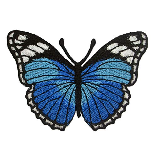 Zittop Butterfly Embroidered Iron on Patches Applique Blue.