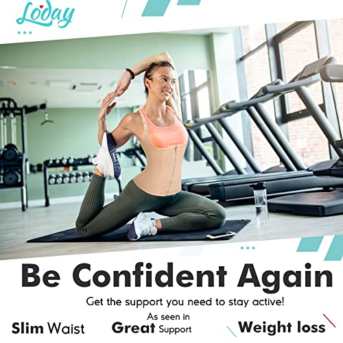 LODAY Waist Trainer Corset for Weight Loss Tummy Control Sport Workout Body Shaper Black (2XL, BEIGE(vest-adjustable straps))