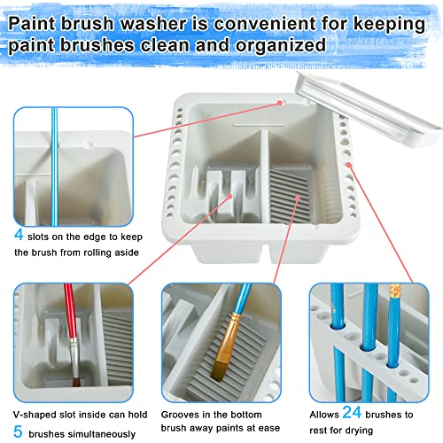 MyLifeUNIT Paint Brush Cleaner, Paint Brush Holder and Organizers for Acrylic, Watercolor, and Water-Based Paints (Grey)