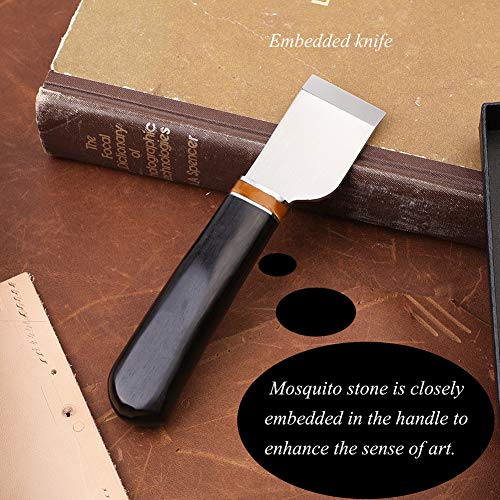 Leather Cutting Knife, Leather Skiving Knife with Wooden Handle Leather Craft Cutting Knife with Exquisite Package, Leather Craft Cutting Hand Tool
