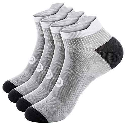 PAPLUS Compression Running Socks for Men & Women, Ankle Socks for Runners, Plantar Fasciitis, Cycling, Athletic, Gym, Low Cut No Show Athletic Socks with Arch Support