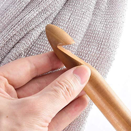 12 Pack 9.8" Long Bamboo Handle Crochet Hooks Knit Craft Knitting Needle Weave Yarn 3-10mm