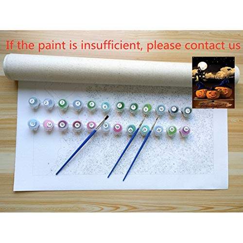 ACANDYL Paint by Number Halloween DIY Painting Paint by Number Kits for Adults Kids DIY Canvas Painting by Numbers Acrylic Painting Arts Craft Decoration Paint by Numbers Pumpkin with Moon 16x20 Inch