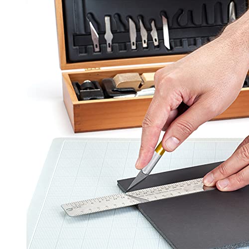 15 Packs Hobby Knife Precision Knife Set, Stainless Steel Precision Cutter Refill Craft Knife for Phone Repair, Art, Hobby, Scrapbooking, Stencil (Gold)