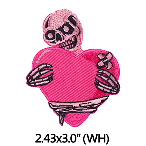 2 Pcs Pink Skeleton High-end Embroidered Patch Iron On Sew On Appliques Sport Badge Emblem Sign