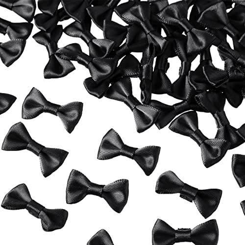 100 Pieces Mini Satin Ribbon Black Bow Tie Wedding Flower Bows Soft Vintage Bows Bowknot for Applique Embellishment Crafts Sewing Scrapbook Baby Shower Wedding Christmas Girls Dress Hair