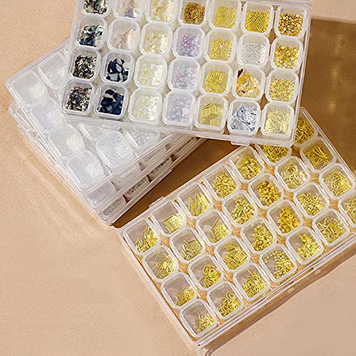 2 Pack 28 Grids Diamond Painting Storage Box - 6.89" X 4.13" Plastic Diamond Art Containers - Diamond Painting Organizer for Embroidery, DIY Art Craft, Jewelry, Earring, Nail Diamonds, Bead Storage