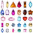 500 Pieces Sewing Gems Acrylic Sewing Crystal Mixed Shapes Sew On Rhinestones with 2 Holes for Clothes Sewing Beads Decorations (Multicolor)