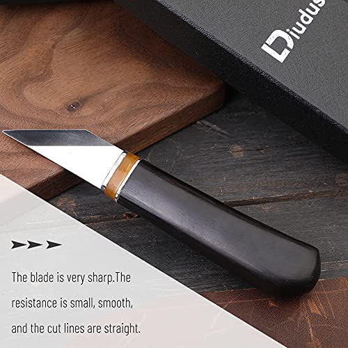 DIUDUS Leather Cutting Knife with Wooden Handle - Pointed Skiving Knife, Leather Working Tools Leather Craft Cutting Knife with Exquisite Package for DIY Leathercraft Cutting