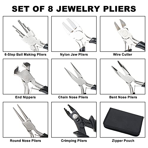 Tysun Jewelry Pliers, 8 Pcs Jewelry Making Pliers Tools Micro Jewelry Pliers Set Jewelry Making Kit for Jewelry Making Supplies