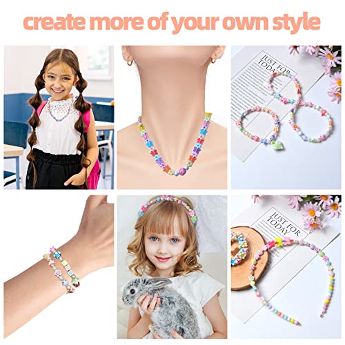 Kids DIY Bead Jewelry Making Kit, Beads for Girls Toys Bead Art and Craft Kits DIY Bracelets Necklace Hairband and Rings Toy for Age 4 5 6 7 8 9 10 11 Year Old Girl Christmas Gifts