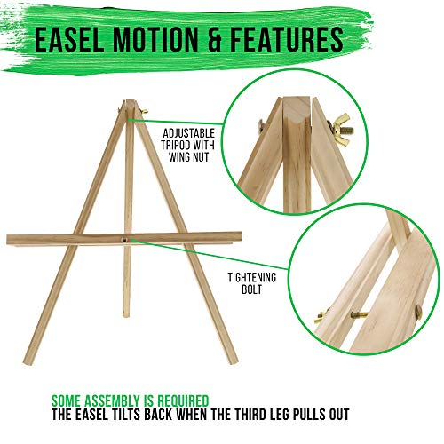 U.S. Art Supply 12" High Natural Wood Display Stand A-Frame Artist Easel (Pack of 4) - Adjustable Wooden Tripod Tabletop Holder Stand for Canvas, Painting Party, Kids Crafts, Photos, Pictures, Signs
