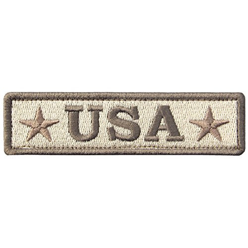 EmbTao Embroidered USA Tactical Morale Fastener Hook&Loop Patch - Khaki & Goldenrod