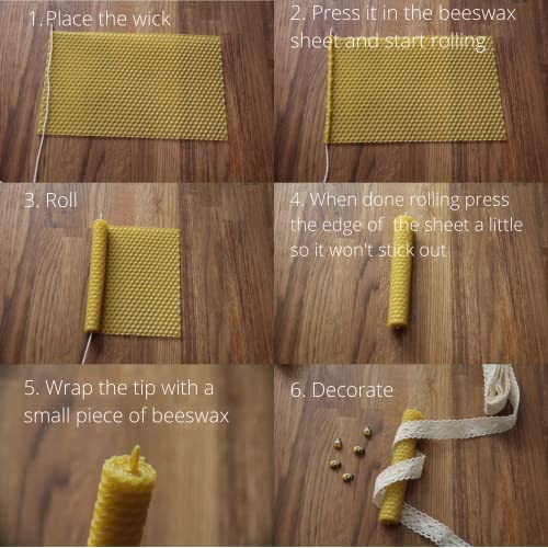 CraftersAvenue Beeswax Candle Making Kit - 16 Beeswax Sheets for Candle Making - Size 5 x 8 in - Make Your Own Rolled Candle - Candle Making Supplies - Beeswax Candle Making Set, yellow (16PBS)