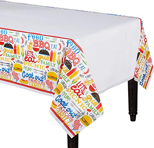Colorful BBQ Picnic Plastic Table Cover - 54" x 96" (1 Piece) - Durable Material - Perfect for Outdoor Events, Family Gatherings & Events