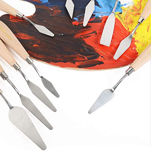 CONDA 11 Piece Stainless Steel Spatula Palette Knife Professional Palette Knife Painting Wood Handle